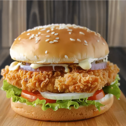 Crispy chicken burger menu