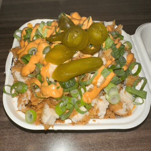 Loaded fries chicken