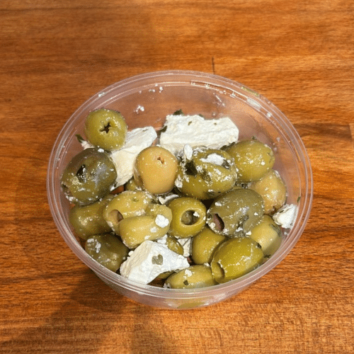 Groene olijven feta kaas zonder pit