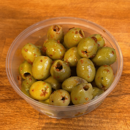 Groene olijven pittig zonder pit