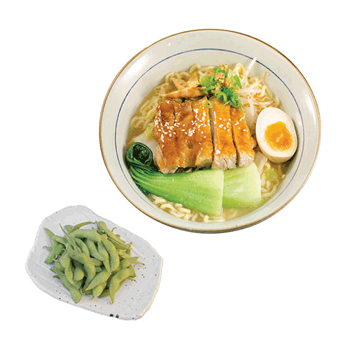 Ramen en edamame lunch special