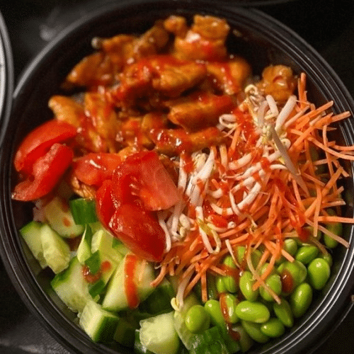 Poké bowl kip teriyaki