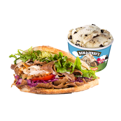 Broodje döner met Ben & Jerry's 100ml