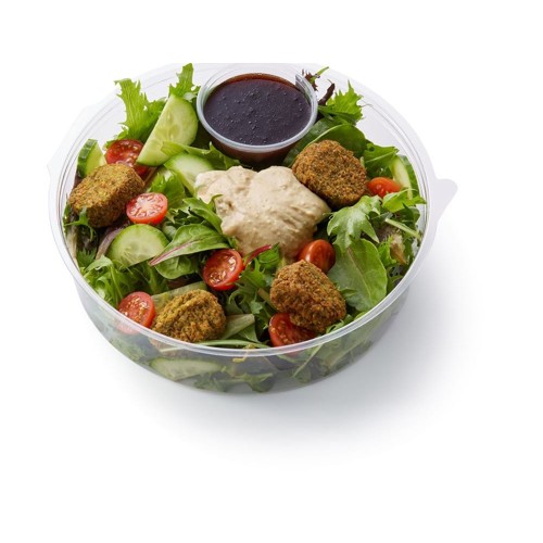Salade falafel met hoemoes