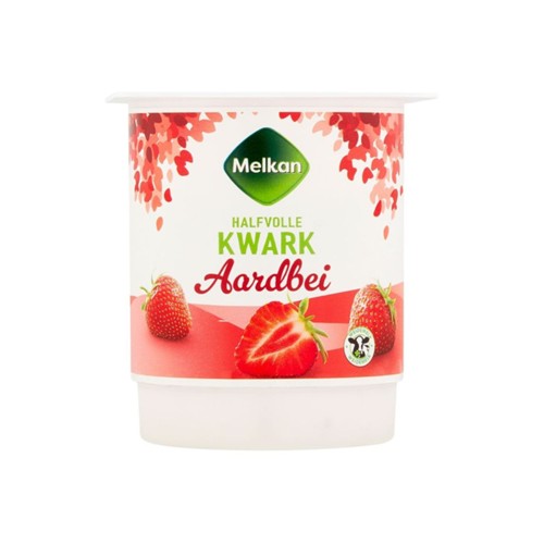Melkan halfvolle kwark aardbei kuipje 450 gram