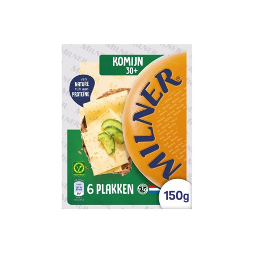 Milner kaas 30+ jong belegen komijn plakken 150 gram