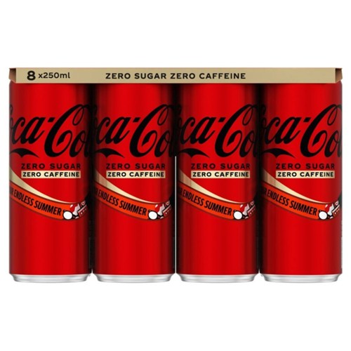 Coca Cola zero caffeïne blik 8 x 250 ml