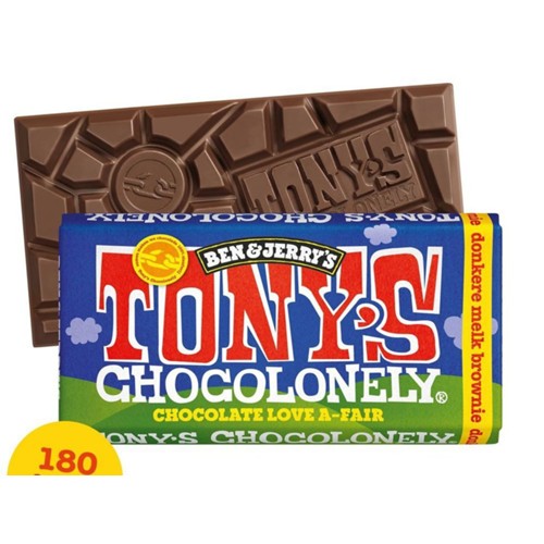 Tony's chocolonely chocolade reep Donkere Melk Brownie  180 Gram