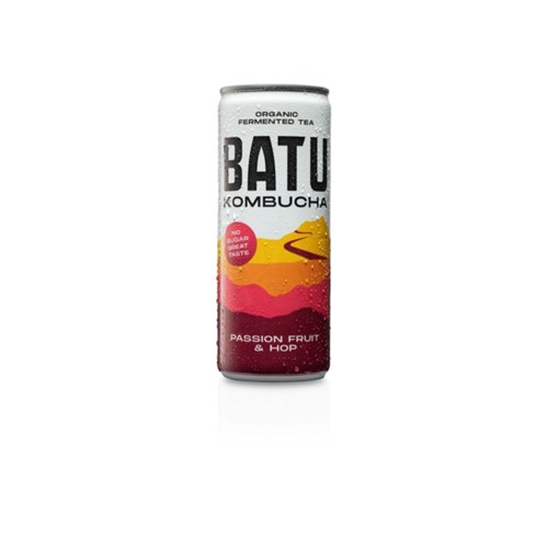 Batu kombucha passion fruit & hop Blik 250 Milliliter