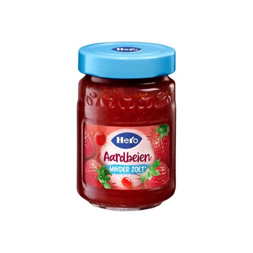 Hero jam minder zoet aardbeien pot 325 gr