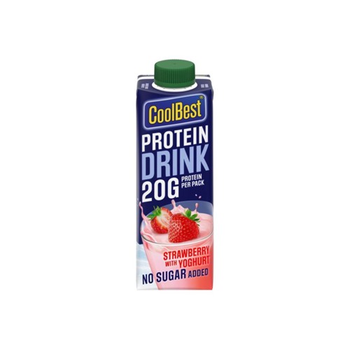 Coolbest protein drink aardbei 330 ml