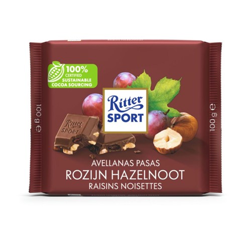 Ritter Sport rozijn hazelnoot 100 gram