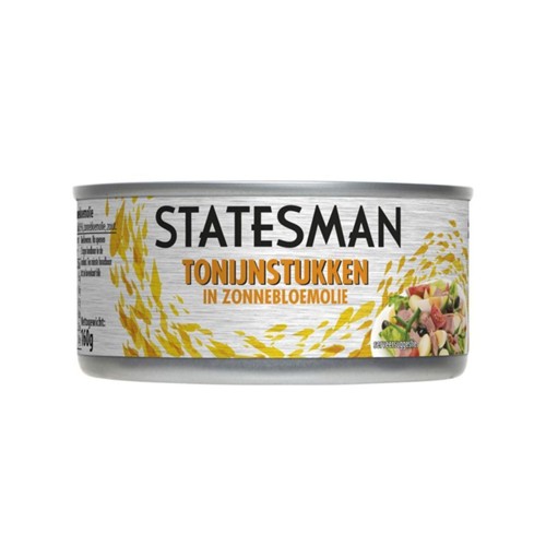 Statesman tonijnstukken in zonnebloemolie Blik 160 gr