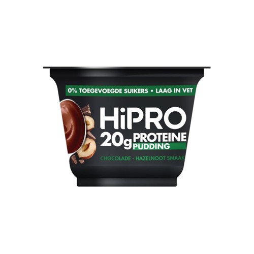 Hipro proteÃ¯ne chocolade hazelnoot pudding 200 gram