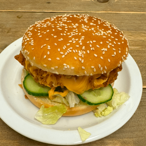 Crispy chicken cheese burger