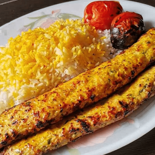 Kip kebab met saffraanrijst