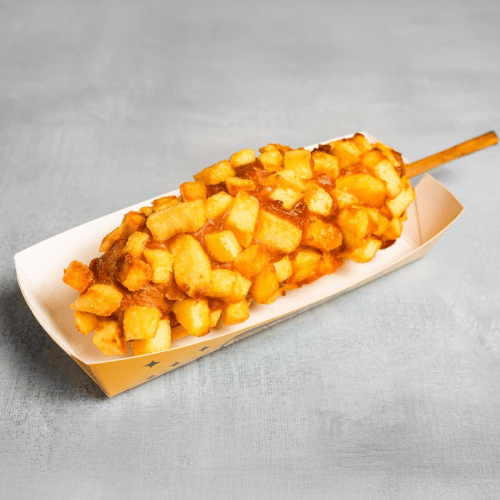 Potato and mozzarella corn dog