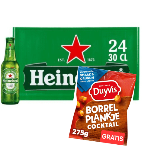 2x Heineken krat bier met gratis borrelnootjes