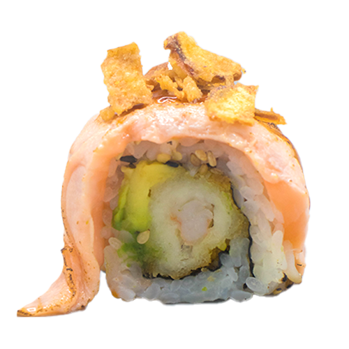 Flamed salmon ebi roll