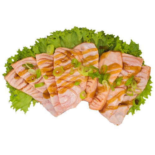 Flamed salmon sashimi
