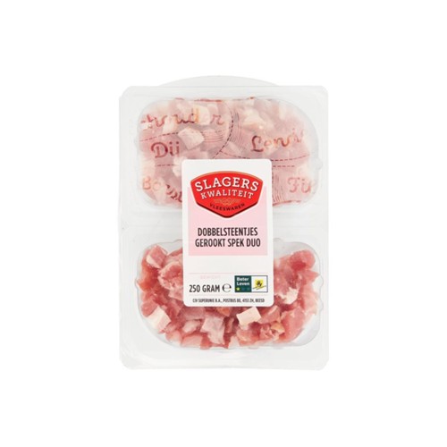 Slagerskwaliteit gerookte spekblokjes duo 250 gram