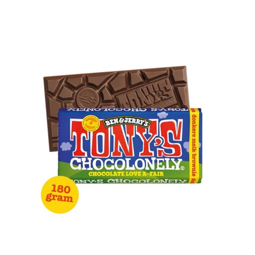 Tony's chocolonely chocolade reep Donkere Melk Brownie  180 gram