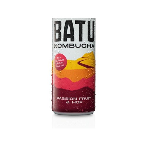 Batu kombucha passion fruit & hop Blik 250 Milliliter