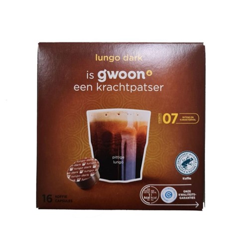 g'woon koffie capsules lungo dark 16 stuks