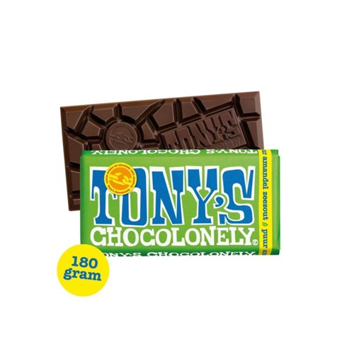 Tony's chocolonely puur amandel zeezout 180 gram