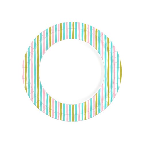 Duni kartonnen borden gestreept multi