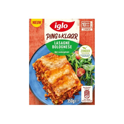 Iglo ping en klaar lasagne doos 350 gr