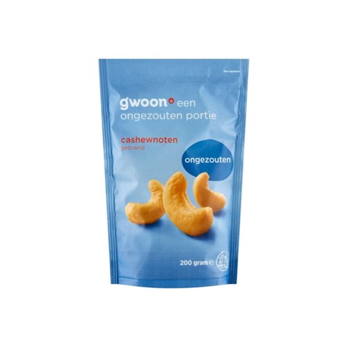 g'woon Cashew Noten Ongezouten 200 gram