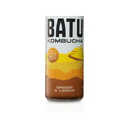 Batu kombucha ginger lemon Blik 250 Milliliter