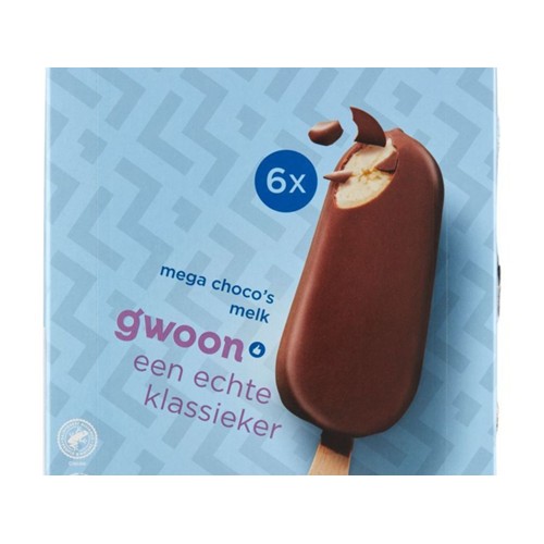 g'woon mega choco melk doos 6 stuks
