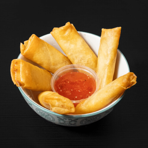 7 stuks veggie mini loempia's inclusief saus