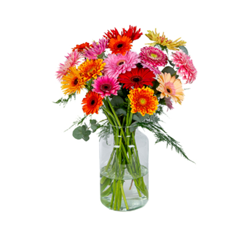 Klein boeket bont gerbera's
