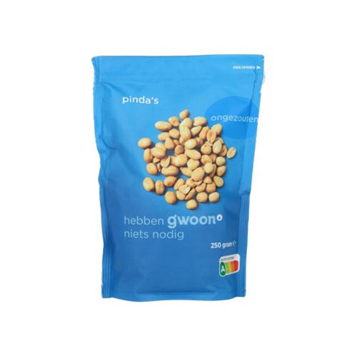 g'woon pinda's ongezouten zak 250 gram