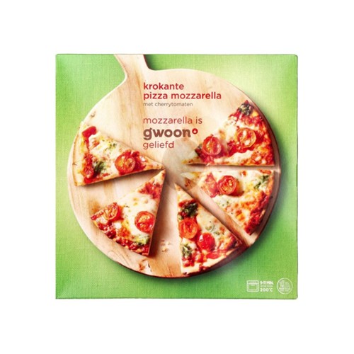 g'woon krokante pizza mozzarella doos 355 gram