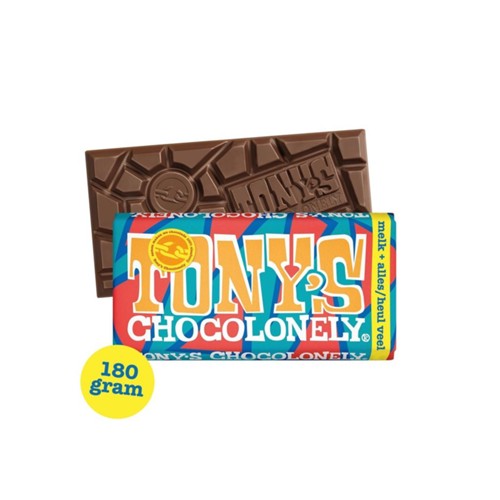 Tony's chocolonely melk karamel amandel  180 gram