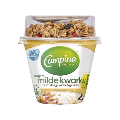 Campina kwark vanille en granola Kuipje 225 Gram