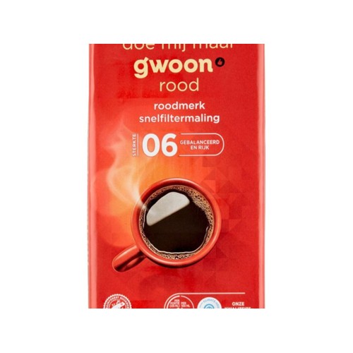 g'woon snelfilterkoffie rood pak 250 gram