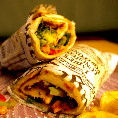 Grilled vegetable hummus wrap