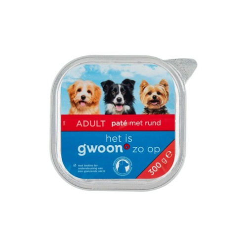 g'woon hond pate met  rund 300 gram