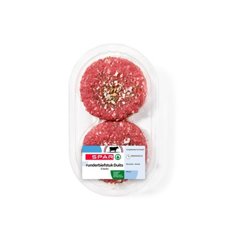 SPAR runderbiefstuk Duits 2 stuks bakje 250 gr