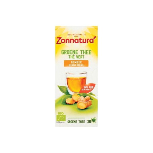 Zonnatura groene thee gember doos 20 stuks
