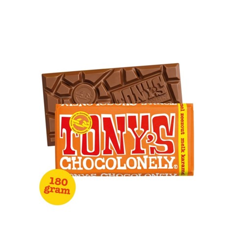 Tony's chocolonely melk karamel-zeezout 180 gram