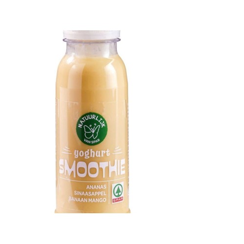 SPAR smoothie tropisch fruit banaan Fles 250 Milliliter