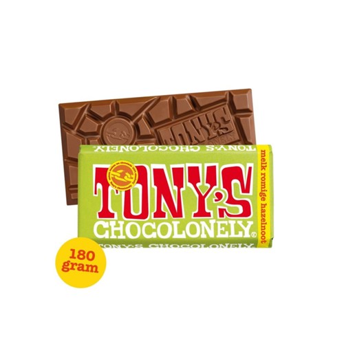 Tony's chocolonely melkchocolade hazeln crunch  180 gram
