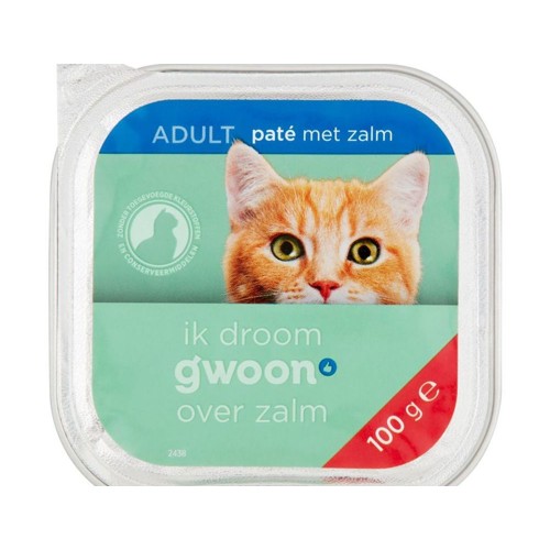 g'woon adult kat pate met zalm 100 grm