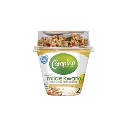 Campina kwark vanille en granola kuipje 225 gram
